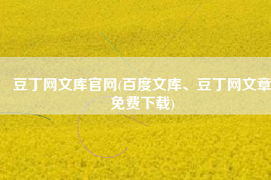 豆丁网文库官网(百度文库、豆丁网文章免费下载)