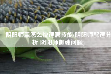 阴阳师熏怎么快速满技能(阴阳师配速分析 阴阳师御魂问题)