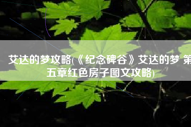 艾达的梦攻略(《纪念碑谷》艾达的梦 第五章红色房子图文攻略)