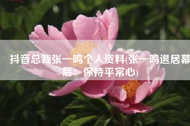 抖音总裁张一鸣个人资料(张一鸣退居幕后：保持平常心)
