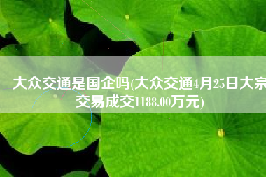 大众交通是国企吗(大众交通4月25日大宗交易成交1188.00万元)