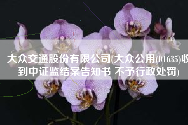 大众交通股份有限公司(大众公用(01635)收到中证监结案告知书 不予行政处罚)