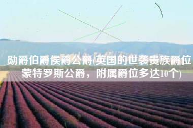 勋爵伯爵侯爵公爵(英国的世袭贵族爵位，蒙特罗斯公爵，附属爵位多达10个)