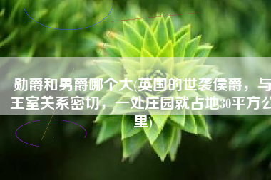 勋爵和男爵哪个大(英国的世袭侯爵，与王室关系密切，一处庄园就占地30平方公里)