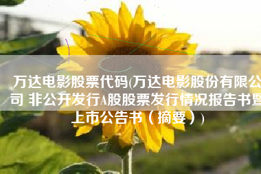万达电影股票代码(万达电影股份有限公司 非公开发行A股股票发行情况报告书暨上市公告书（摘要）)