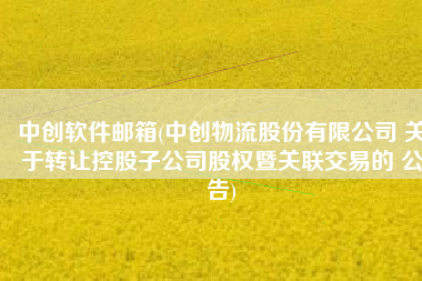 中创软件邮箱(中创物流股份有限公司 关于转让控股子公司股权暨关联交易的 公告)