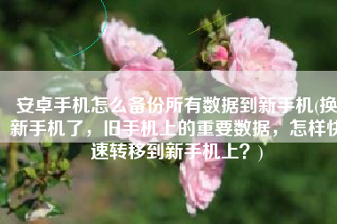 安卓手机怎么备份所有数据到新手机(换新手机了，旧手机上的重要数据，怎样快速转移到新手机上？)