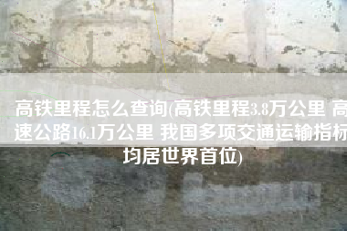 高铁里程怎么查询(高铁里程3.8万公里 高速公路16.1万公里 我国多项交通运输指标均居世界首位)