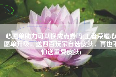 心愿单助力可以换成点券吗(王者荣耀心愿单升级，送四百玩家自选皮肤，再也不怕送重复皮肤)