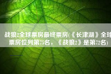 战狼2全球票房最终票房(《长津湖》全球票房位列第75名，《战狼2》是第72名)