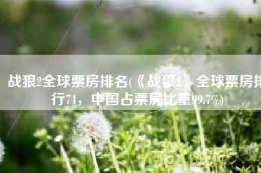 战狼2全球票房排名(《战狼2》全球票房排行74，中国占票房比重99.7%)