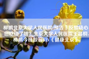 柳鹏北京大学人民医院(预告｜反酸烧心，您吃错了啥？北京大学人民医院王晶桐、柳鹏今晚做客BTV《健康北京》)