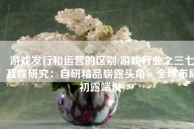 游戏发行和运营的区别(游戏行业之三七互娱研究：自研精品崭露头角，全球布局初露端倪)
