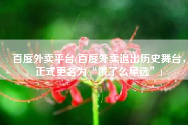百度外卖平台(百度外卖退出历史舞台，正式更名为“饿了么星选”)