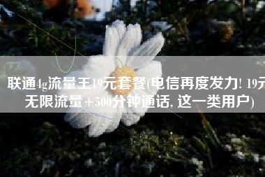 联通4g流量王19元套餐(电信再度发力! 19元无限流量+500分钟通话, 这一类用户)