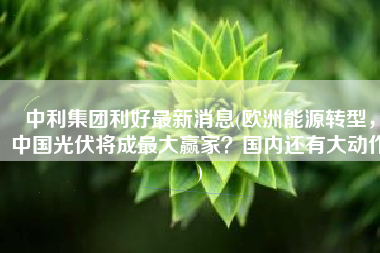中利集团利好最新消息(欧洲能源转型，中国光伏将成最大赢家？国内还有大动作)