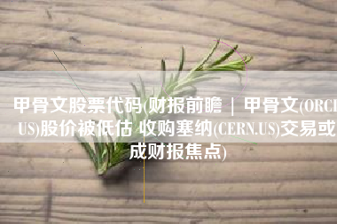 甲骨文股票代码(财报前瞻 | 甲骨文(ORCL.US)股价被低估 收购塞纳(CERN.US)交易或成财报焦点)