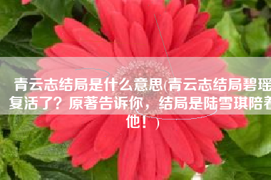 青云志结局是什么意思(青云志结局碧瑶复活了？原著告诉你，结局是陆雪琪陪着他！)