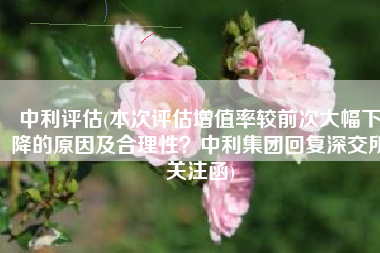 中利评估(本次评估增值率较前次大幅下降的原因及合理性？中利集团回复深交所关注函)