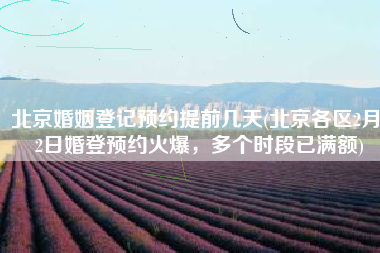 北京婚姻登记预约提前几天(北京各区2月22日婚登预约火爆，多个时段已满额)