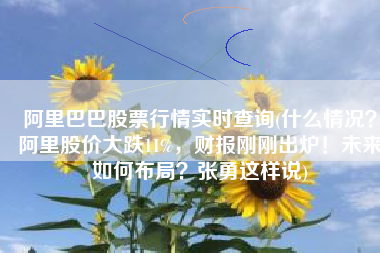 阿里巴巴股票行情实时查询(什么情况？阿里股价大跌11%，财报刚刚出炉！未来如何布局？张勇这样说)
