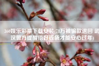 360娱乐彩票下载安装(78万被骗款退回 武汉警方提醒捂好钱袋才能安心过年)