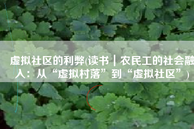 虚拟社区的利弊(读书｜农民工的社会融入：从“虚拟村落”到“虚拟社区”)