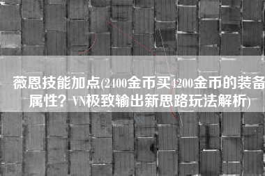 薇恩技能加点(2400金币买4200金币的装备属性？VN极致输出新思路玩法解析)
