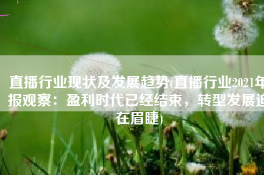 直播行业现状及发展趋势(直播行业2021年报观察：盈利时代已经结束，转型发展迫在眉睫)