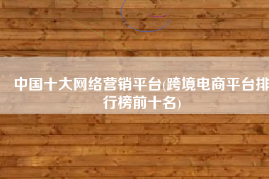 中国十大网络营销平台(跨境电商平台排行榜前十名)
