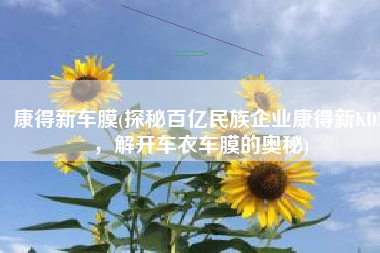 康得新车膜(探秘百亿民族企业康得新KDX，解开车衣车膜的奥秘)