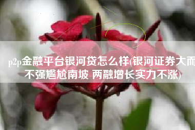 p2p金融平台银河贷怎么样(银河证券大而不强尴尬南坡 两融增长实力不涨)