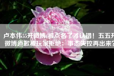 卢本伟55开微博(被点名了才认错！五五开微博道歉被玩家拒绝：事态失控再出来？)