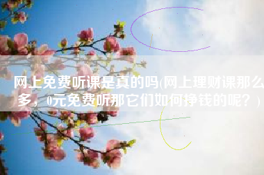 网上免费听课是真的吗(网上理财课那么多，0元免费听那它们如何挣钱的呢？)