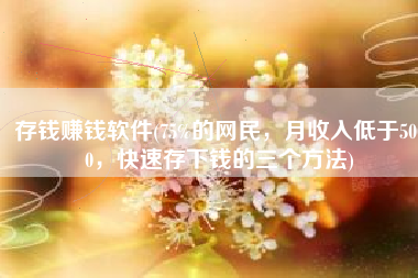 存钱赚钱软件(75%的网民，月收入低于5000，快速存下钱的三个方法)