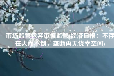 市场监管包容审慎监管(经济日报:不存在大而不倒,垄断再无侥幸空间)