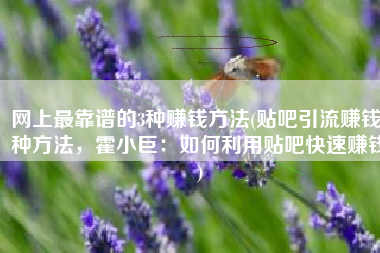 网上最靠谱的3种赚钱方法(贴吧引流赚钱4种方法，霍小巨：如何利用贴吧快速赚钱)
