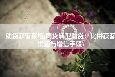 助贷获客系统(网贷转型助贷：比拼获客渠道与增信手段)