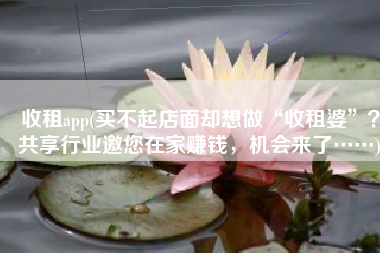 收租app(买不起店面却想做“收租婆”？共享行业邀您在家赚钱，机会来了……)