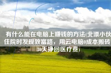 有什么能在电脑上赚钱的方法(北漂小伙住院时发现致富路，用云电脑0成本搬砖，30天挣回医疗费)