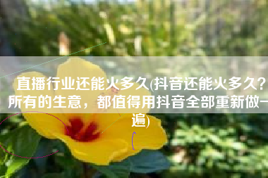 直播行业还能火多久(抖音还能火多久？所有的生意，都值得用抖音全部重新做一遍)