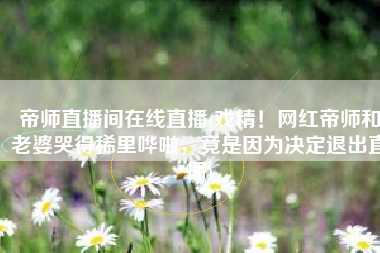帝师直播间在线直播(戏精！网红帝师和老婆哭得稀里哗啦，竟是因为决定退出直播)