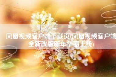 凤凰视频客户端下载页(凤凰视频客户端全新改版新年华丽上线)
