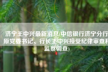 济宁王中兴最新消息(中信银行济宁分行原党委书记、行长王中兴接受纪律审查和监察调查)