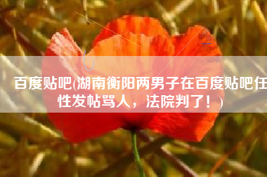 百度贴吧(湖南衡阳两男子在百度贴吧任性发帖骂人，法院判了！)