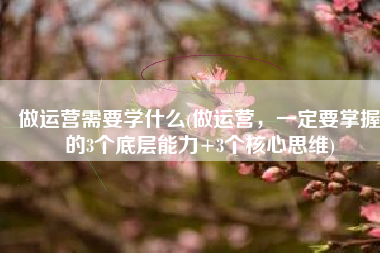 做运营需要学什么(做运营，一定要掌握的3个底层能力+3个核心思维)