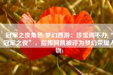冠军之夜角色(梦幻西游：珍宝阁不办“冠军之夜”，指挥阿凯被评为梦幻荣耀人物)