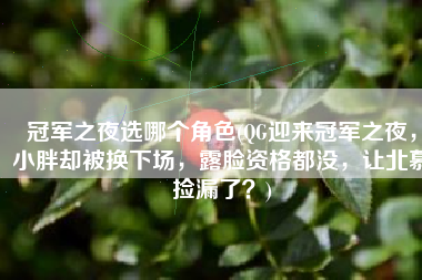 冠军之夜选哪个角色(QG迎来冠军之夜，小胖却被换下场，露脸资格都没，让北慕捡漏了？)