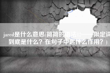 jared是什么意思(简简的语法12——限定词到底是什么？在句子中起什么作用？)