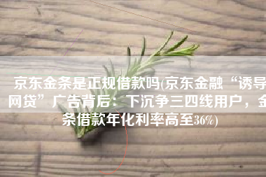 京东金条是正规借款吗(京东金融“诱导网贷”广告背后：下沉争三四线用户，金条借款年化利率高至36%)
